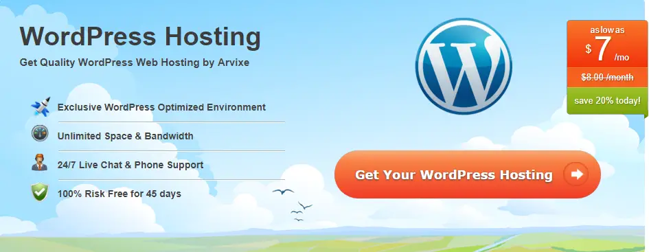 Arvixe WordPress Hosting Plan