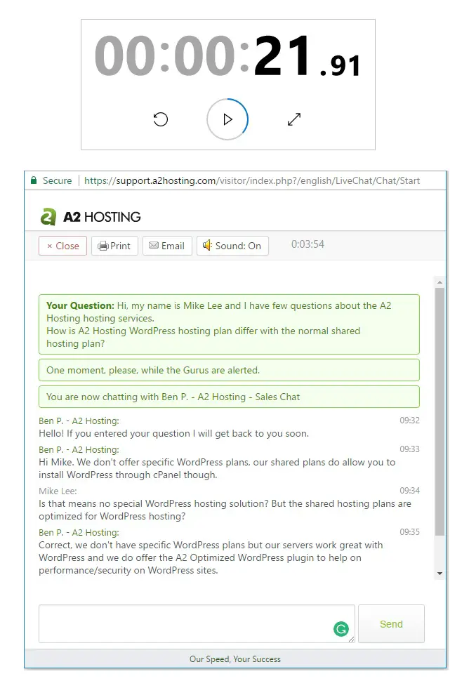 A2 Hosting Live Chat Support