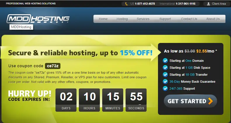 MDDHosting Homepage