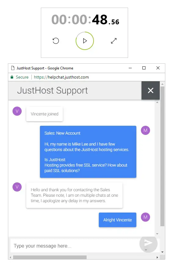 Justhost Live Chat Support