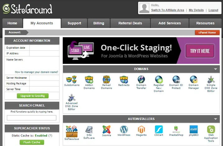 SiteGround cPanel