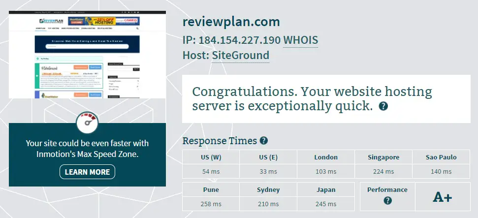 SiteGround Server Speed