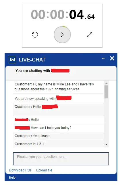 1and1 Live Chat Support