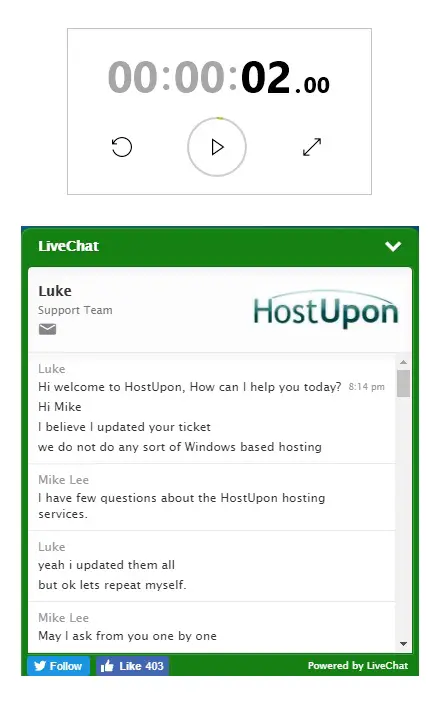 HostUpon Live Chat Support