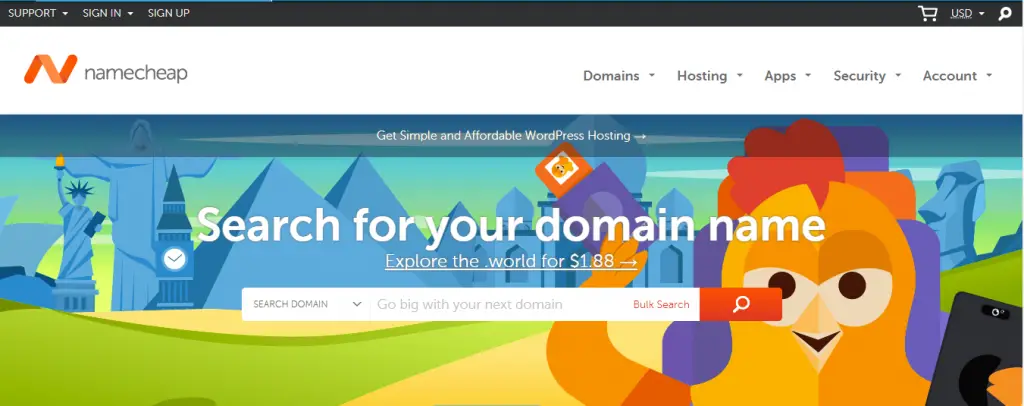 NameCheap Homepage