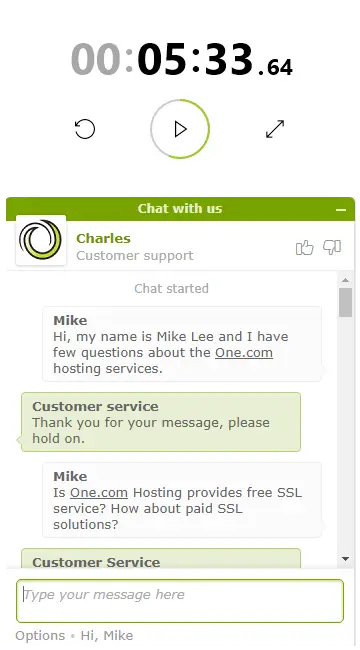 One.com Outstanding Live Chat Support