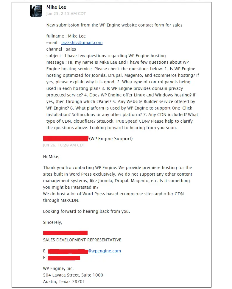 WP Engine Email Support