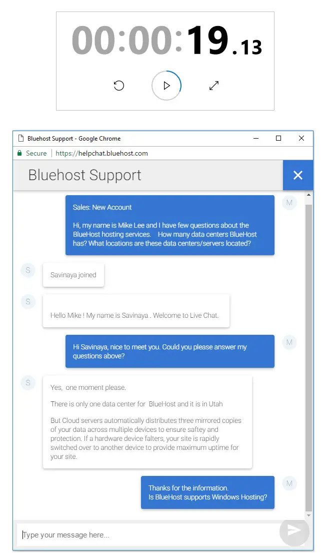Bluehost help chat