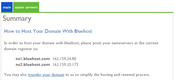 Bluehost Nameservers