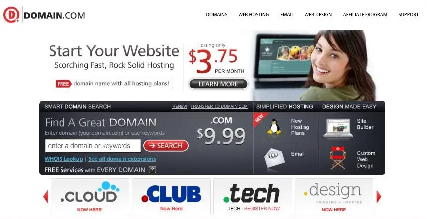 Domain.com Homepage