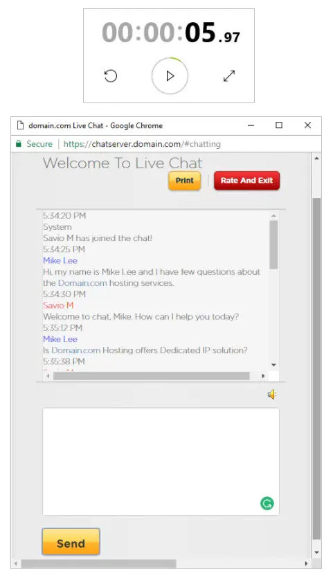 Domain.com Live Chat Support