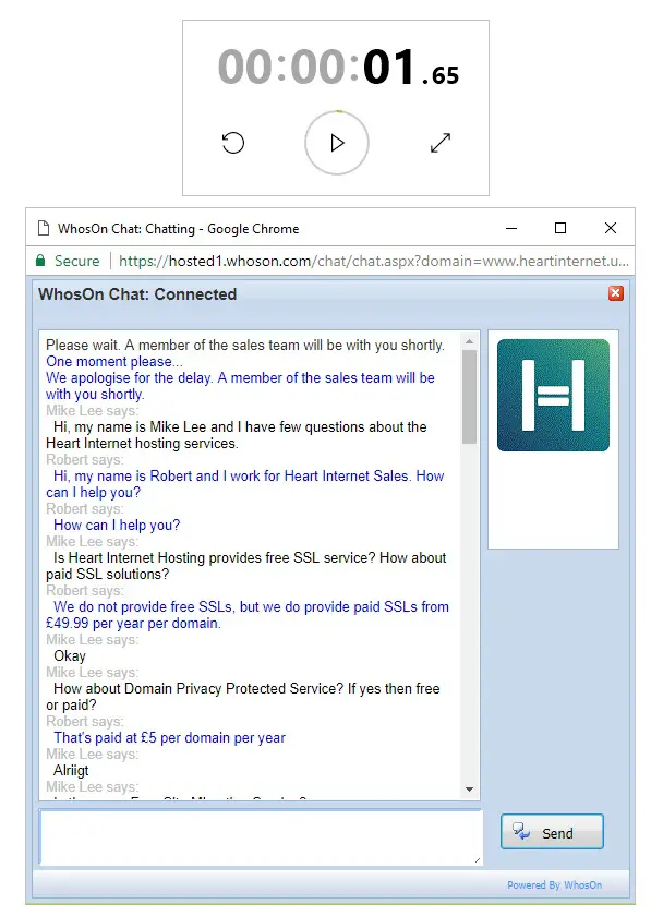 Heart Internet Live Chat Support