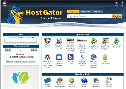 HostGator Control Panel