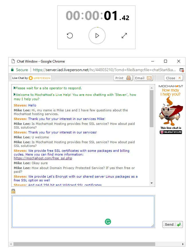 MochaHost Live Chat Support