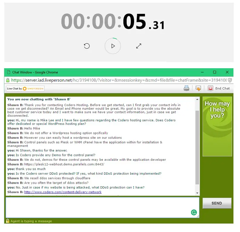 Codero Live Chat Support