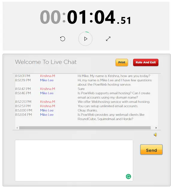 PowWeb Live Chat Support