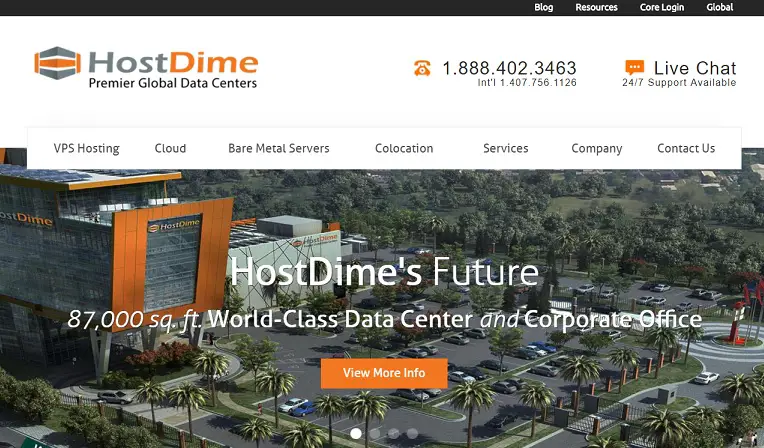 HostDime Homepage