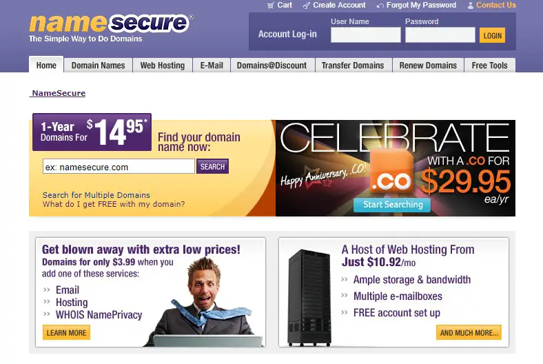 NameSecure Homepage