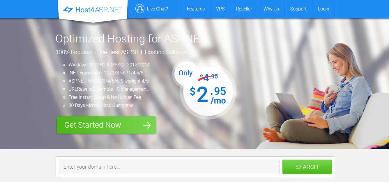 Host4ASP.NET web hosting homepage
