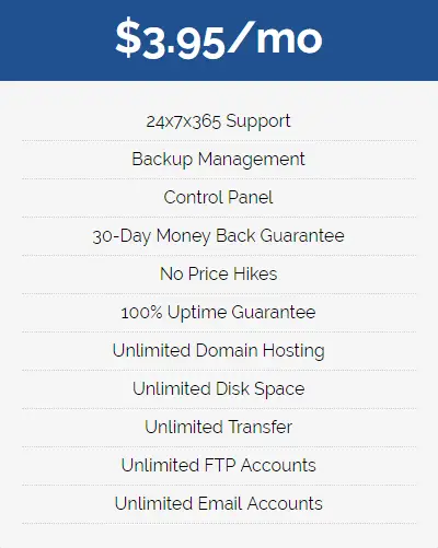 NetHosting shared hosting plan