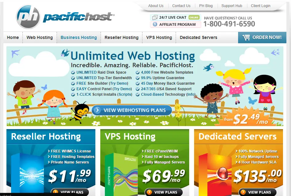PacificHost homepage