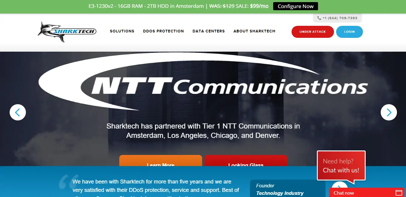 Sharktech Web Hosting homepage