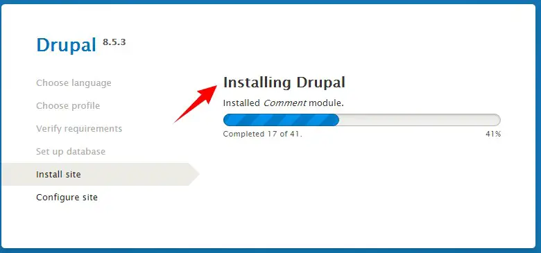 Drupal manual Installation Progress bar