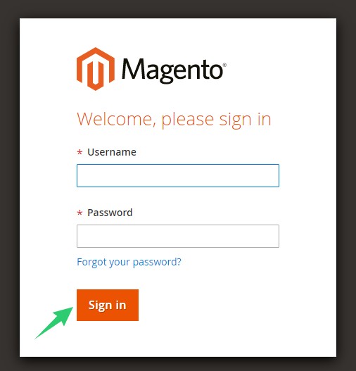 Magento Sign in
