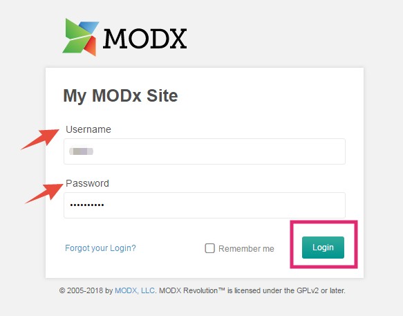 MODX Login Page