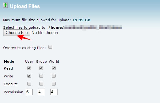 SiteGround cPanel Choose Upload Files