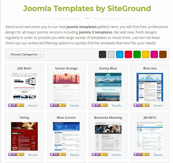 Joomla template from SiteGround