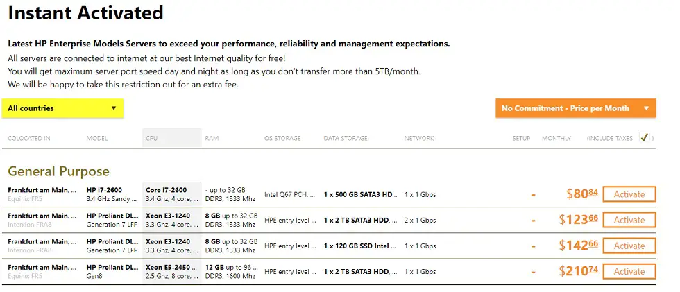 Voxility Instant Activated Server