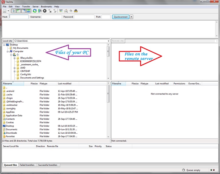 FileZilla user-interface