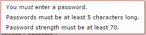 Password requirements