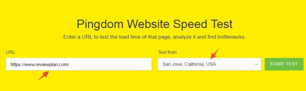 The test is running from San Jose, California