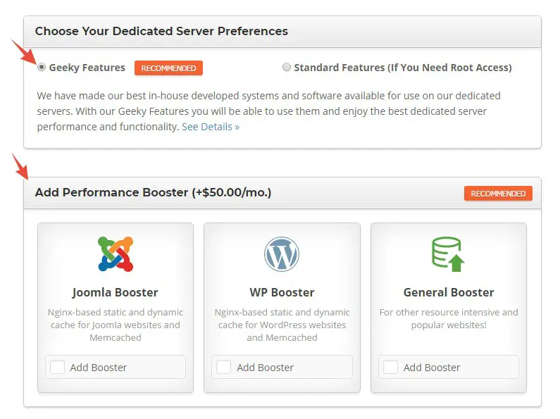 SiteGround Dedicated Hosting Plans with Geeky eatures