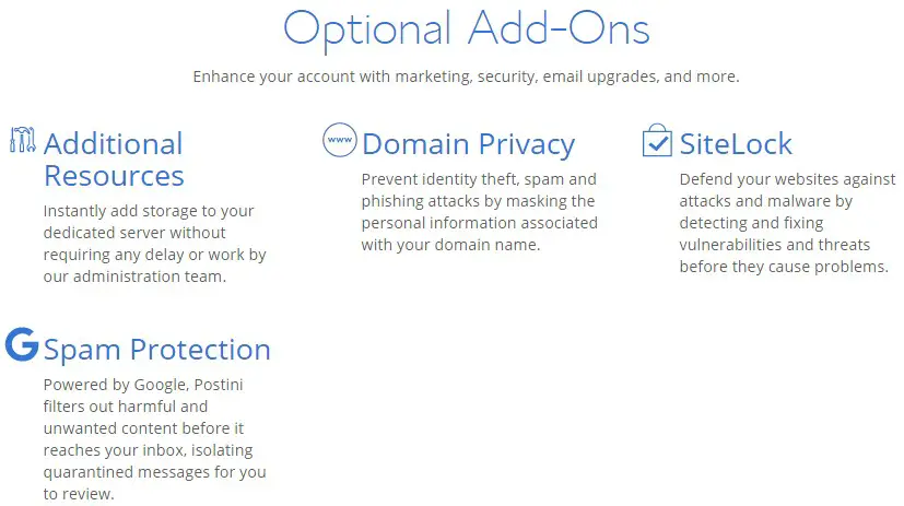 Optional paid add-ons