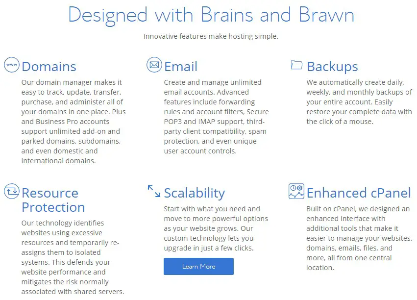 Features of Bluehost Shared Hosting packages