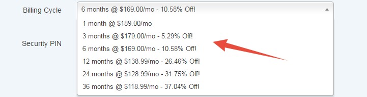 Discount on longer billing cycle