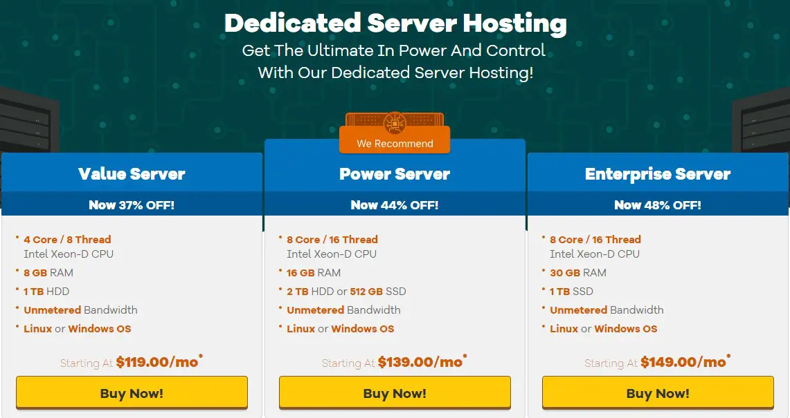 Dedicated Hosting Packages of HostGator