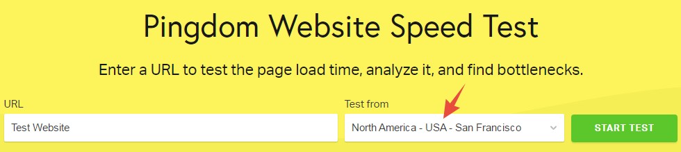 Pingdom test from the USA (San Francisco)