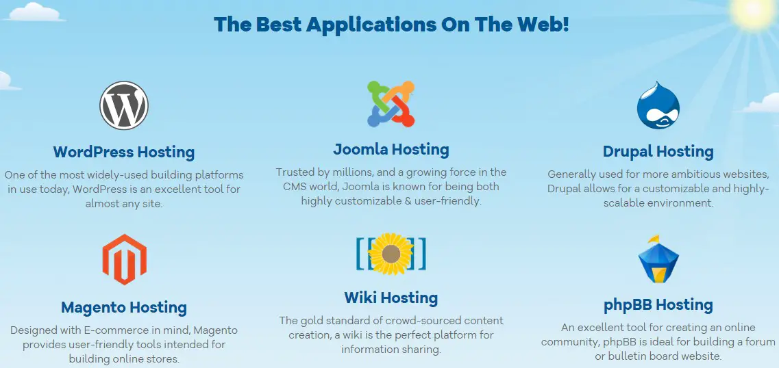 HostGator supports all major web applications