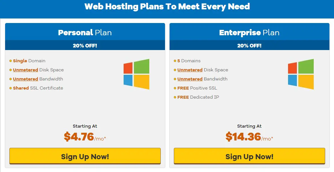 Windows Hosting Plans of HostGator