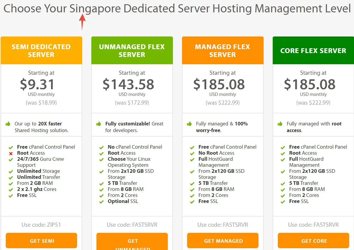 Special Singapore Server Plans