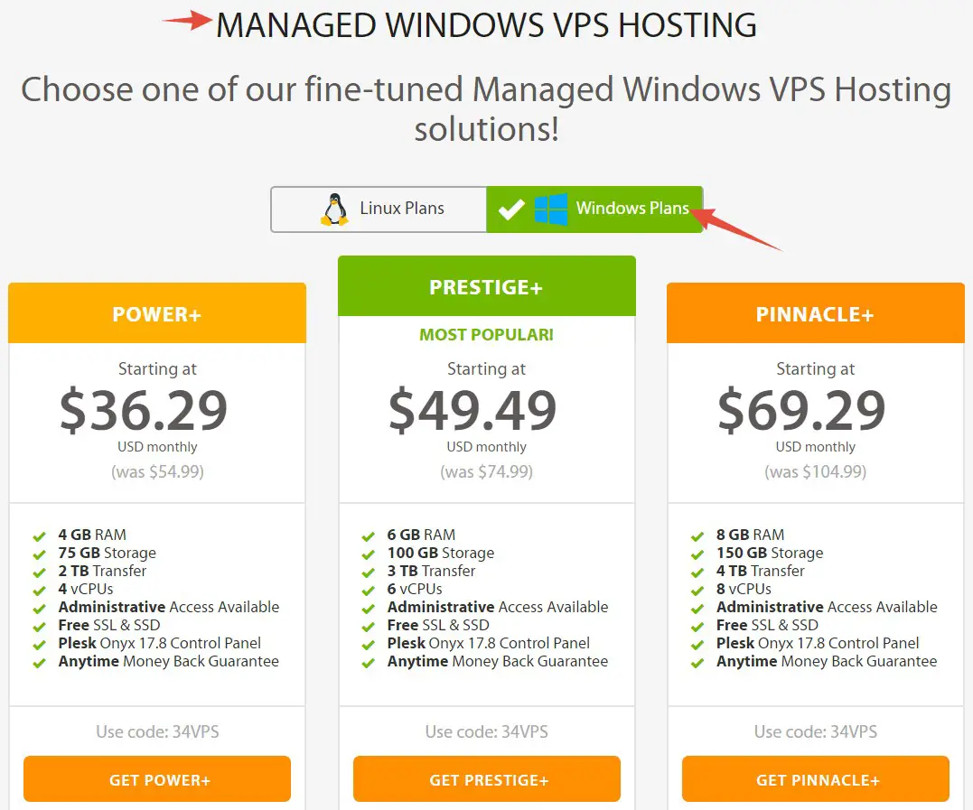 A2 Hosting’s Windows VPS Hosting packs