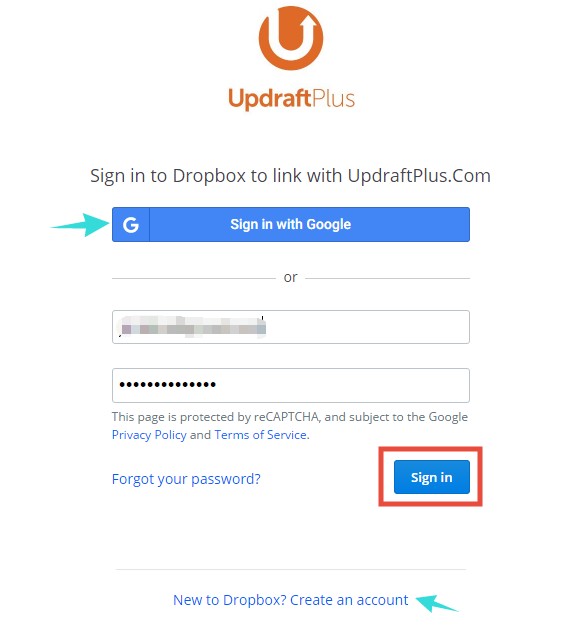 Sign in to your Dropbox account