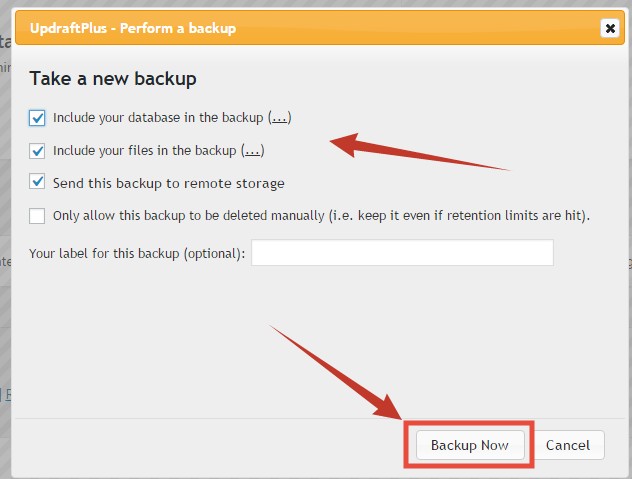 ‘Backup Now’ button